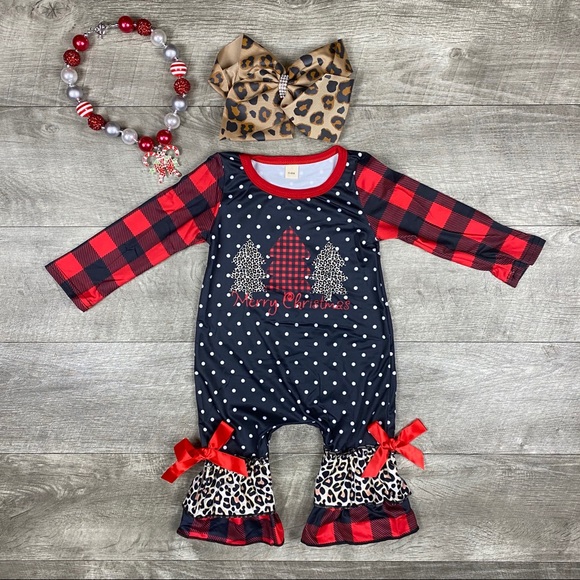 Other - Baby girls Christmas tree buffalo plaid romper